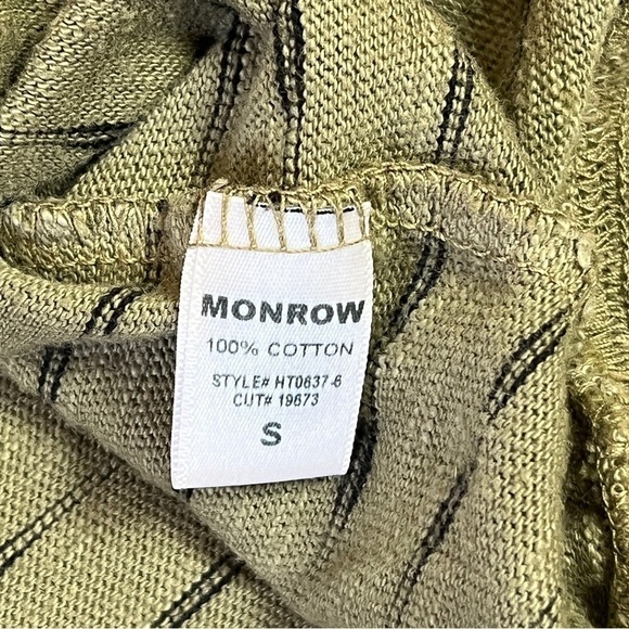Monrow Revolve Mens Knit Sweater Striped Hoodie. Green and Black Size S #917 - Picture 4 of 5